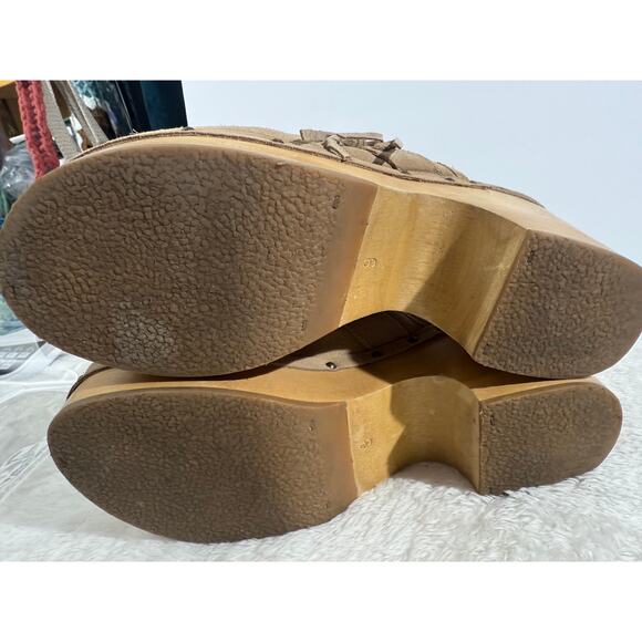Vintage Suede Wood Heel Clog Mule "Made in Brazil" Size 9 Preowned Good - Picture 8 of 8